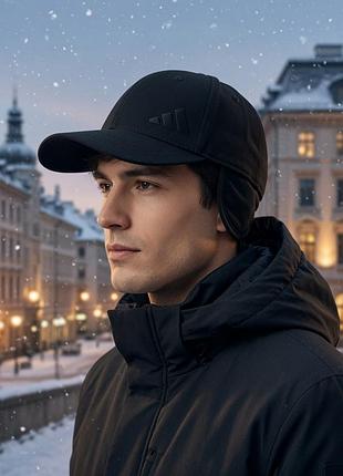 Бейсболка для мужчин из хлопка на флисе, с ушами, на осень и зиму.