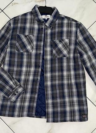 Мужская коттоновая утепленная демисезонная рубашка в клетку ben sherman 14-15 лет (164-170 см)