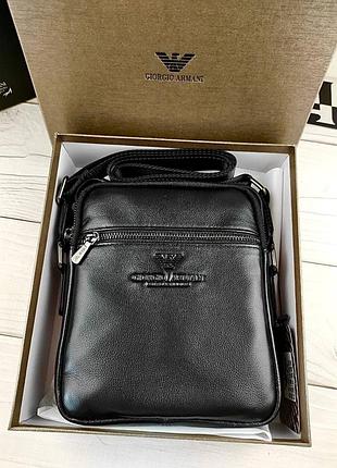 Шкіряна чоловіча сумка armani армані
