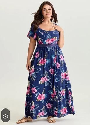 Длинное платье батал 💯% rayon.