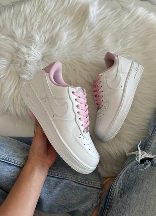 Кроссовки nike air force 1 low white pink арт 0423