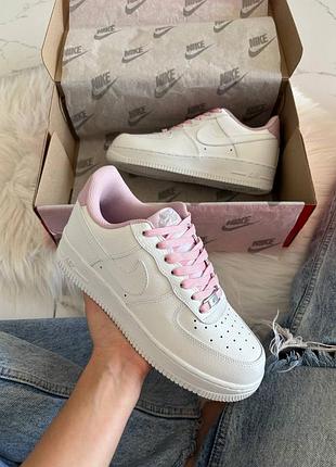 Кроссовки nike air force 1 low white pink арт 0423