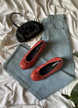 Кожаные женские балетки бренда cosyfeet с декоративным бантиком на носке 40 (25см.)