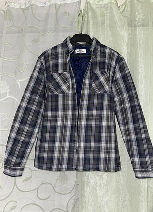 Мужская коттоновая утепленная демисезонная рубашка в клетку ben sherman 14-15 лет (164-170 см)