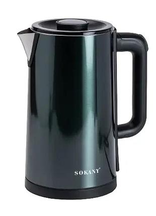 Електрочайник sokany 3 літри зелений sk-09018gr