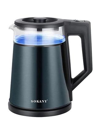 Электрочайник с автоматическим отключением 1.7 л sokany дисковый бытовой 2000 вт sk-sh-1076b
