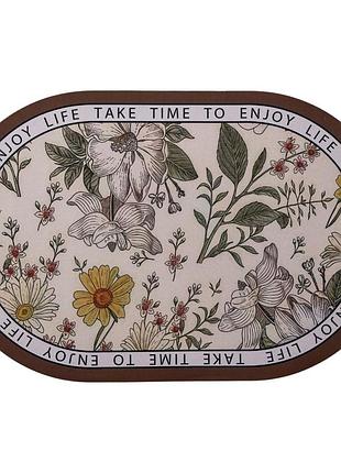 Килимок діатомітовий floral oval 58*38 см універсальний овальний hp-42-50