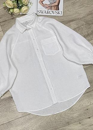 Льняная белая оверсайз рубашка next, р.l-xl