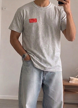 99% натуральна бавовна 👕 fruit of the loom büsscher hoffmann 🩶 чоловіча футболка 🏷️ сірий меланж розмір m