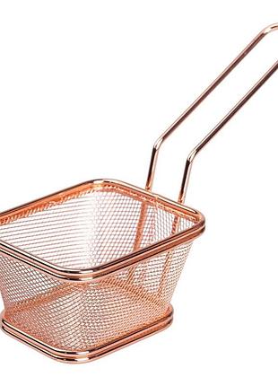 Кошик сервірувальний для подачі картоплі фрі та снеків 10.5×9×5.5 см рожеве золото hp-19-4-s-r