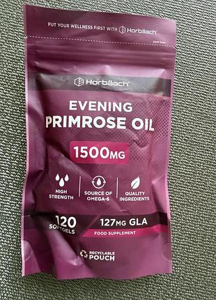 Олія примули вечірньої horbäach evening primrose oil 1500 мг (120 капсул) — нова