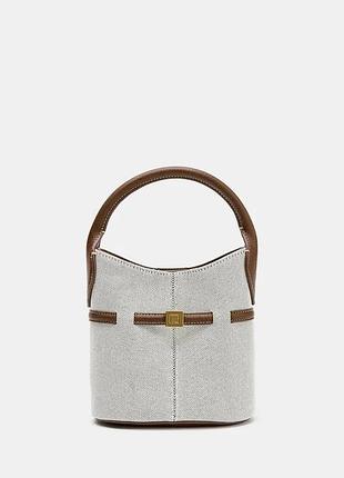 Невелика полотняна сумка-мішок з пряжкою zara, сумка zara