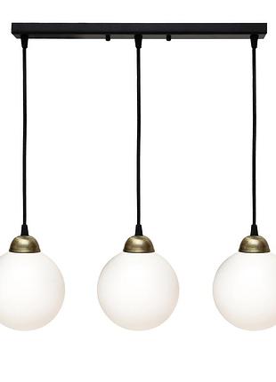 Светильник подвесной msk electric luna с плафонами шарами на планке под три лампы е27 pl 2026-3 bk