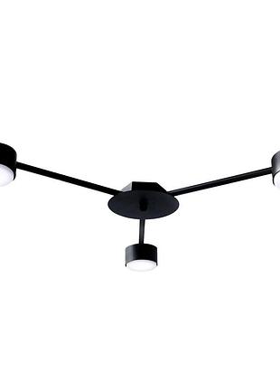 Люстра стельова msk electric copter на три круглі плафони під лампи gx53 чорна nl 8040-3 bk
