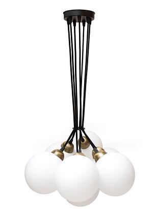 Люстра підвісна msk electric luna світильник на сім плафонів куль е27 d-150 mm pl 202612-7r bk