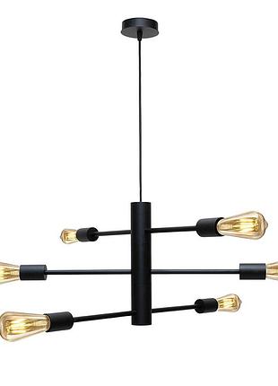 Люстра підвісна msk electric asket на шість плафонів е27 nl 6120-6 bk чорна