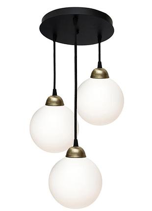 Светильник подвесной msk electric luna на круглой основе с тремя плафонами шарами е27 pl 2026-3r bk