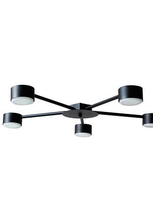 Люстра стельова msk electric copter на п'ять круглих плафонів під лампи gx53 чорна nl 8040-5 bk