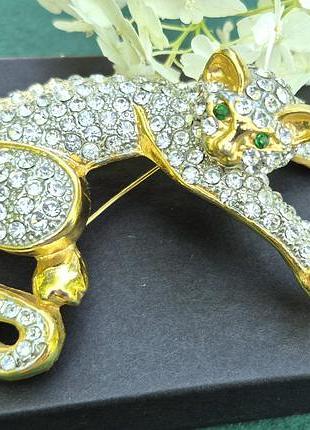 💎неймовірна велика  вінтажна наплічна брошка «киця»💎