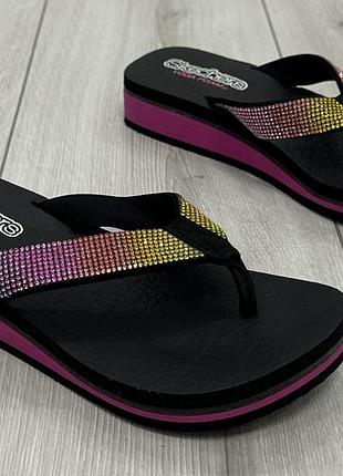 Жіночі шльопанці, в'єтнамки skechers s lights vinyasa sparks (24 см)