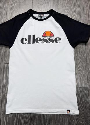 Ellesse мужская футболка белая черная с большим лого логотипом теннис размер s