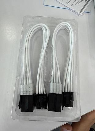 Кабели питания j&d pcie 8 pin (6+2) удлинитель для видеокарты, 30 см, комплект 2 шт, белые