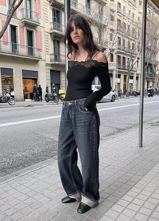 Лонг лонгслів з мереживом реглан футболка zara зара
