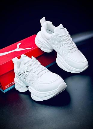 Puma жіночі кросівки білі на платформі 36-41 | стильні повсякденні | новинка женские пума кроссовки на високой подошве все размери новая модель 2026