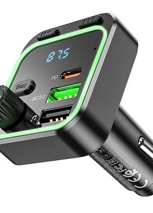 Fm модулятор borofone bc53 bluetooth + fast charger 20w + pd черный