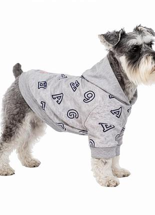 Кофта для собак diego hoodie серые буквы, размер xxl