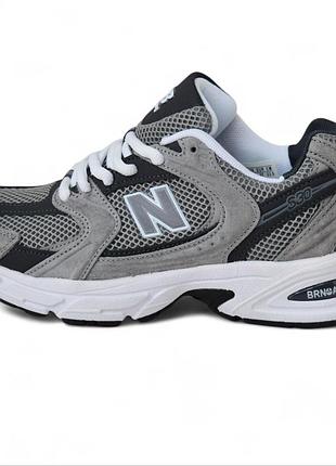 New balance 530 чоловічі замшеві та сітчасті кросівки сірі з білим 44/28 см 46