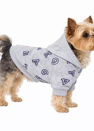 Кофта для собак diego hoodie серые буквы, размер m