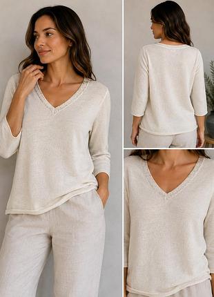 Люксовый льняной джемпер le tricot perugia 🇮🇹 made in italy • лен/хлопок • s