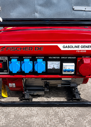 Новий бензиновий генератор fischer de fs-8500 6.5 квт | новий | 220в/380в