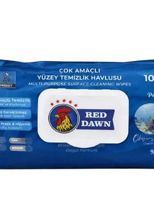 Універсальні вологі серветки для прибирання red dawn океанський бриз, 100 шт.
