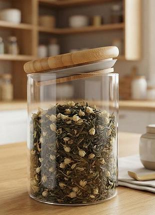 Банка скляна з бамбуковою кришкою wood 90 мл