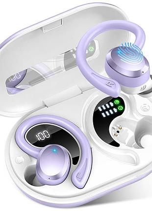 Наушники rulefiss q38 bluetooth 5.3 беспроводные спортивные с микрофоном, фиолетовые