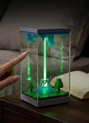 Піксельний led нічник маяк minecraft rgb, світильник з пультом, 16 кольорів, usb, таймер