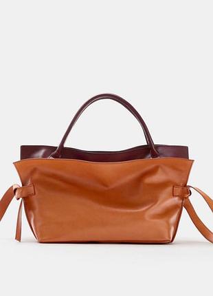 Нова жіноча шкіряна сумка zara дизайнерська, натуральна шкіра 6041/810/183