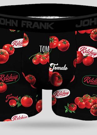 Труси чоловічі модальні боксери john frank jfbmod147 чорні з томатами