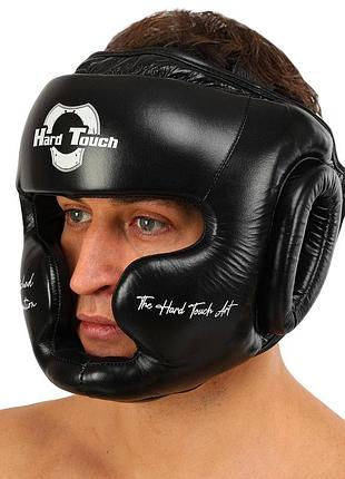 Шлем боксерский с полной защитой кожаный hard touch bo-5235 s-xl черный
