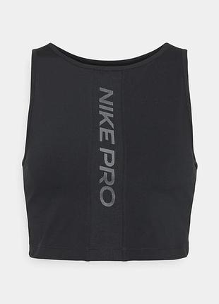 Спортивний кроп-топ nike dri-fit чорний з принтом розмір l