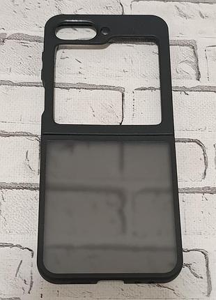 Чехол для samsung galaxy z flip 6 матовый черный с полупрозрачной вставкой | противоударный защитный бампер