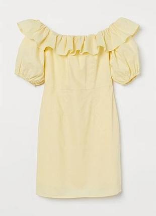 Сукня плаття льон лимонного кольору жовтого h&m