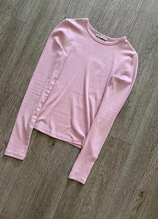 Рожевий лонгслів / базова кофта bershka s
