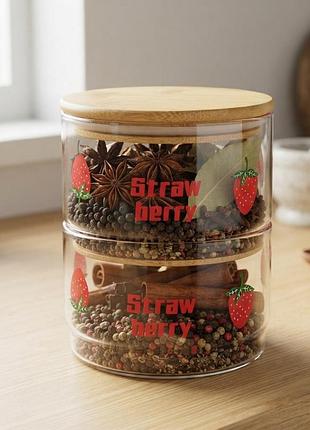 Набір банок з бамбуковою кришкою strawberry 2 шт 400 мл