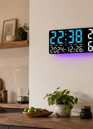 Настінний годинник gh9002 / цифровий настінний, настільний led-годинник / годинник + календар, температура, вологість