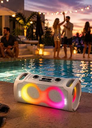 Портативная акустическая колонка 60 вт с bluetooth микрофоном и led-подсветкой / автономная караоке-система для вечеринок