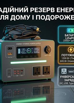 Портативна зарядна станція 1152 вт·год з акумулятором lifepo4 / джерело безперебійного живлення для техніки