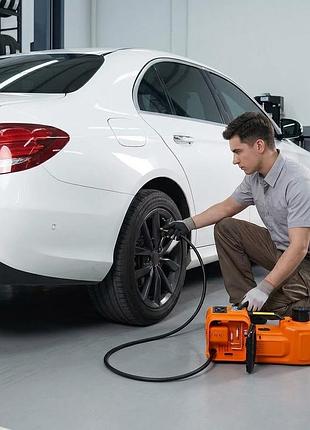 Автомобильный гидравлический домкрат 5 тонн 4 в 1 с компрессором и гайковертом 12 в / электрический домкрат